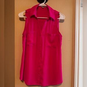 Women’s Sleeveless Pink Button-Up Top